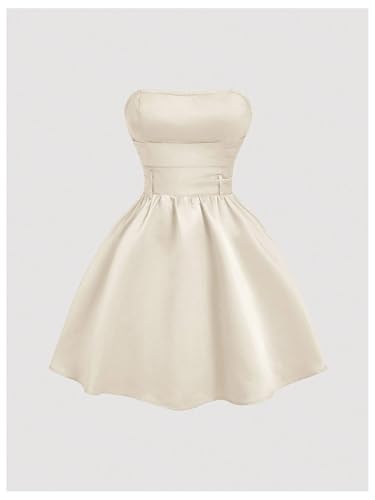 21SvCP0kqHL.jpg Women's Bow Front Satin Homecoming Dresses Sleeveless Party Cocktail Gowns