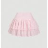 21bkVglQA8L.jpg Women's Layered Ruffle Mini Skirt Floral Embroidered Elastic Waist A Line Skirt