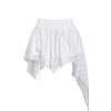 Women's Flowy Drawstring Lace Mini Skirt Ruched Asymmetrical Ruffle Y2k Raved Short Skirts