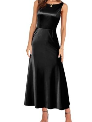 Womens 2025 Wedding Guest Bridesmaid Sleeveless Back V Neck Cocktail Party Formal Evening Gowns Long Maxi Dress