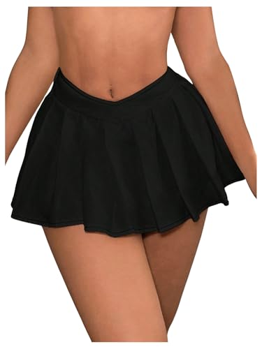 312gqlkZ1cL.jpg Women's V-Shaped Waist Low Waisted Skirts Pleated A Line Mini Skirt