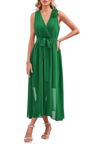Womens 2025 Summer Wedding Guest Bridesmaid V Neck Sleeveless Long Formal Evening Party Maxi Dress