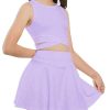 314-u2PczL.jpg Girl's Workout Outfits Crisscross Crop Tank Top and Flare Skort Skirt Set