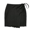 Women's Cover Up Wrap Skirt High Waisted Knot Side Asymmetrical Wrap Skirt Split Lettuce Trim Beach Mini Skirt