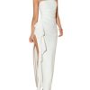 Women's Ruffle High Split Strapless Bodycon Dress Cocktail Wedding Party Maxi Dresses