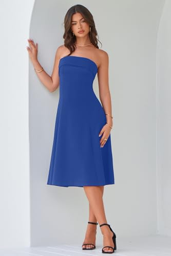 31CMY23Fd8L.jpg Womens Cocktail Dress Strapless Tube Formal Wedding Guest Prom Party Dress