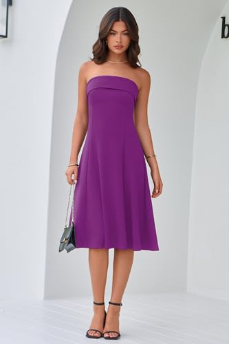 31DN6WjEeQL.jpg Womens Cocktail Dress Strapless Tube Formal Wedding Guest Prom Party Dress