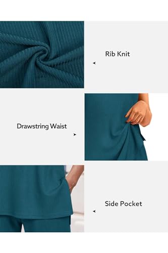 Womens Summer 2 Piece Outfits Ribbed Knit Tank Tops Wide Leg Pants Lounge Set Matching Tracksuit 2024 Spring Fashion