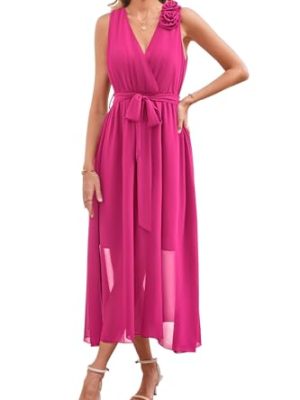 Womens 2025 Summer Wedding Guest Bridesmaid V Neck Sleeveless Long Formal Evening Party Maxi Dress