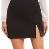 Women's Summer Solid Split Hem Zip Back Mini Workwear Skirt