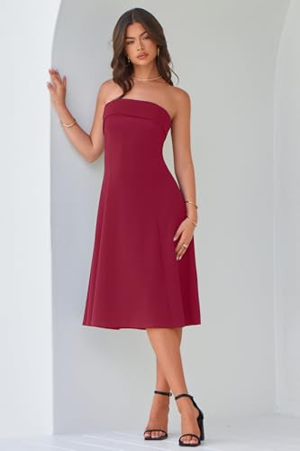 31IFUN8PfpL.jpg Womens Cocktail Dress Strapless Tube Formal Wedding Guest Prom Party Dress