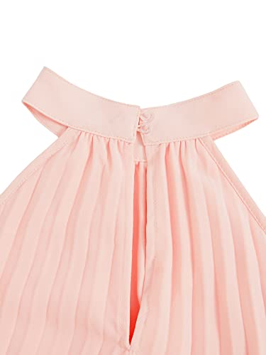31J5QV4hdNL.jpg Girl's Sleeveless Pleated Halter Dress Casual Button Back Dresses