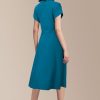 31JwZaCFcyL.jpg Womens Wear to Work Teacher Business Casual Dress Funeral Midi Dresses Button Down Office Clothes with Pockets