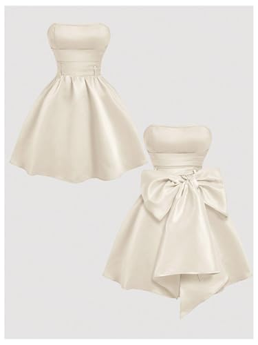 31JxZopoo2L.jpg Women's Bow Front Satin Homecoming Dresses Sleeveless Party Cocktail Gowns