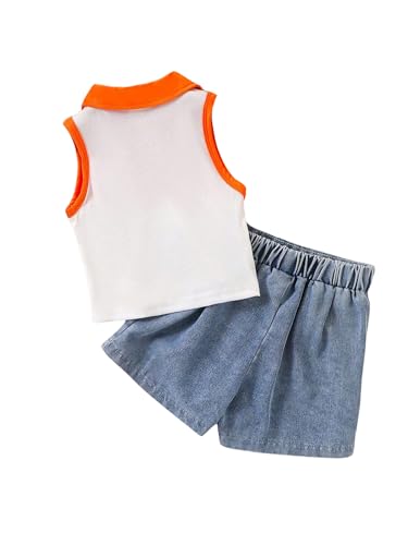Toddler Girl's 2 Piece Outfits Floral Patched Collar Tank Wrap Skirt Shorts Set Summer Outfits