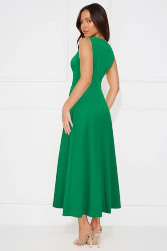Womens 2025 Formal Evening Gowns Maxi Dress Cocktail Party V Neck Sleeveless Wedding Guest Long Elegant Dress