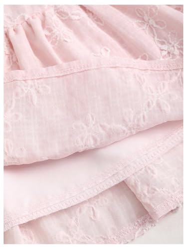 31QBNWOtl6L.jpg Women's Layered Ruffle Mini Skirt Floral Embroidered Elastic Waist A Line Skirt