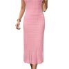 Women Fall 2025 Teacher Outfits Church Midi Cap/Long Sleeve Hollow Knit Modest Business Casual Sweater Dress