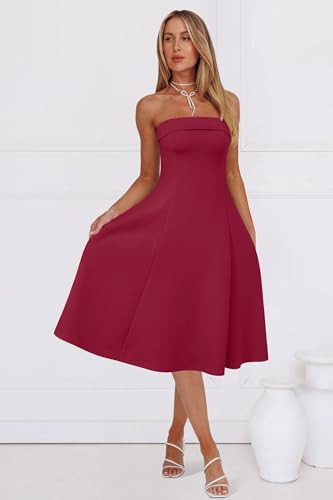 31Xp5Gx3moL.jpg Womens Cocktail Dress Strapless Tube Formal Wedding Guest Prom Party Dress