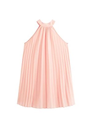 Girl's Sleeveless Pleated Halter Dress Casual Button Back Dresses