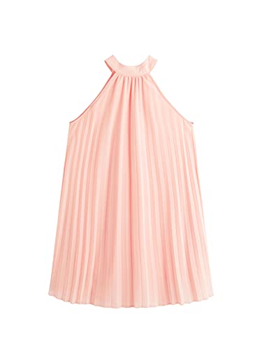 31YpZUnpNsL.jpg Girl's Sleeveless Pleated Halter Dress Casual Button Back Dresses