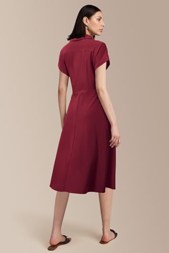 31dN44pDYvL.jpg Womens Wear to Work Teacher Business Casual Dress Funeral Midi Dresses Button Down Office Clothes with Pockets
