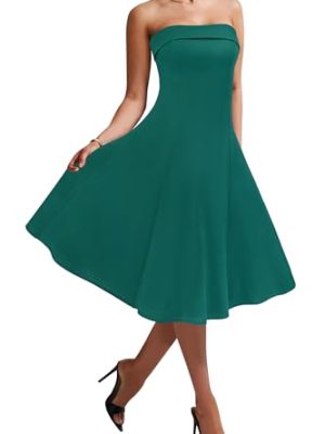 Womens Cocktail Dress Strapless Tube Formal Wedding Guest Prom Party Dress