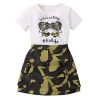 31fjuysq2tL.jpg Girl's 2 Piece Outfits Letter Graphic Print Short Sleeve T-Shirt and Camo Print Cargo Skirt Set