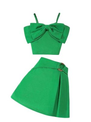 Girl's 2 Piece Set Bow Knot Cami Top Skorts Outfits