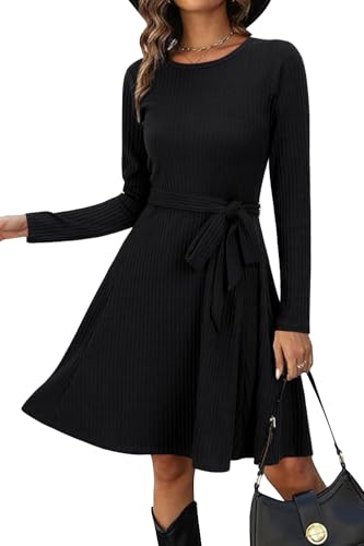31j0cZvZusL.jpg Women's Long Sleeve Fall Teacher Dresses 2025 Work Casual Knit Pockets Winter Sweater Dress Trendy
