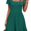 31l5jJjlj7L.jpg Women 2025 Summer Dress Square Neck Formal Short Sleeve Business Casual Outfits Ruffle Spring Pockets Sundress
