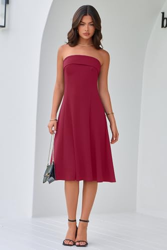 31m2jXQ1PLL.jpg Womens Cocktail Dress Strapless Tube Formal Wedding Guest Prom Party Dress