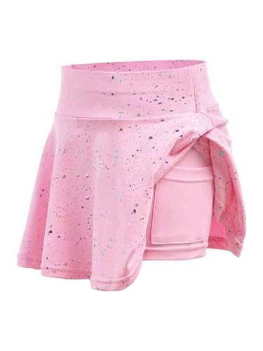 31mKd6CfKTL.jpg Toddler Girl's Glitter Flared Tennis Golf Skirt Athletic Butterfly Ruffle School Skirts with Pockets