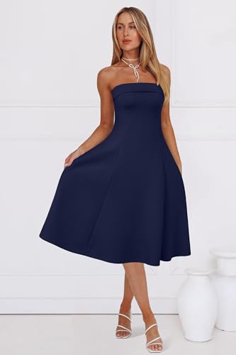 Womens Cocktail Dress Strapless Tube Formal Wedding Guest Prom Party Dress