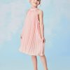 31otOGK3TL.jpg Girl's Sleeveless Pleated Halter Dress Casual Button Back Dresses