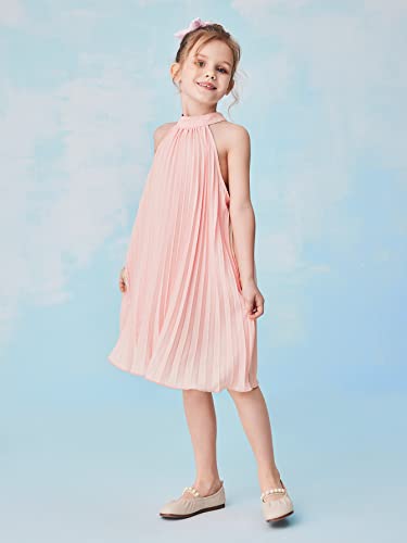 31otOGK3TL.jpg Girl's Sleeveless Pleated Halter Dress Casual Button Back Dresses