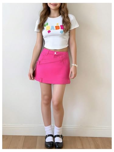 Girl's Wrap Denim Skorts High Waisted Asymmetrical Hem Skirt Shorts