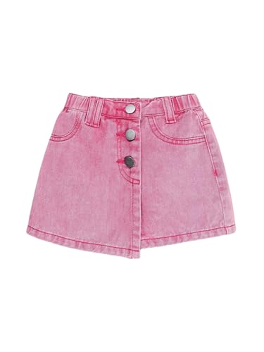 Girl's Wrap Button Front Asymmetrical Hem Denim Skort High Waist Skirt Shorts