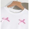 Girl's 2 Piece Bow Outfits Cute Short Sleeve T Shirts and Layered Ruffle Plaid Skirt Set