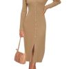 31zba-c56L.jpg Womens Sweater Dress Fall Teacher Oufits 2025 Long Sleeve Business Casual Bodycon Split Ribbed Knit Midi Dresses