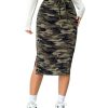 41-d0i59XL.jpg Women's Camo Print High Waist Skinny Midi Skirts Split Side Drawstring Waist Hip Skirt