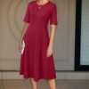 Womens 2025 Summer Teacher Work Modest Dresses Ultra Soft Short Sleeve Midi Old Money Clothes Business Casual Dress