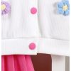 41-teXSK0mL.jpg Toddler Girl's Cute 2 Piece Outfits Floral Applique Knit Tee Pleated Skirt Set