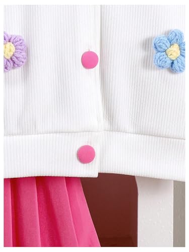 41-teXSK0mL.jpg Toddler Girl's Cute 2 Piece Outfits Floral Applique Knit Tee Pleated Skirt Set