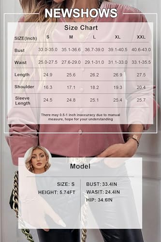 41-yZb7RYeL.jpg Women's Velvet Smocked Dressy Casual Fall Outfits Long Sleeve Button Down Shirts Business Work Tops Trendy