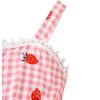 Toddler Girl's Plaid Strawberry Print Flared Cami Dress Cute Swing Dress with Bag