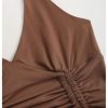 411R3EbMX3L.jpg Women's Punk Halter Mini Dress Western Asymmetrical Ruffle Sleeveless Drawstring Ruched A Line Dresses
