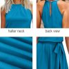 412ulm2QeaL.jpg Womens 2025 Summer Dress Halter Wedding Guest Casual Beach Vacation Outfits Belted Sundresses with Pockets