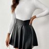 413ALrAjgtL.jpg Women's Faux PU Leather Skirt High Waisted A Line Skater Mini Skirts