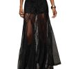 413BfSDmvIL.jpg Women's Sexy See Through Sheer Lace Maxi Skirt Low Waist Ruffle Hem A Line Flowy Skirt